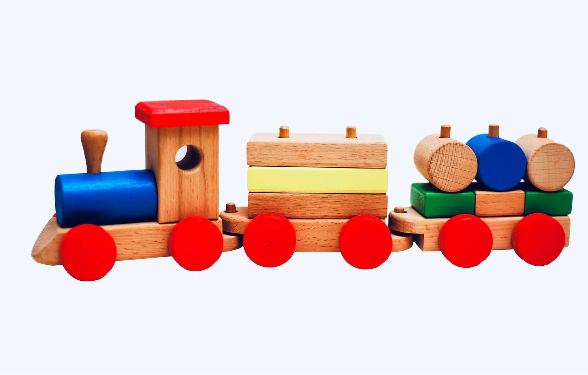 wooden train red